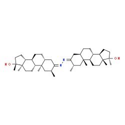 ChemSpider 2D Image | (2beta,3Z,5beta,8alpha,9beta,10alpha,13alpha,14beta,17alpha)-3-{(2E)-[(2beta,3E,5beta,8alpha,9beta,10alpha,13alpha,14beta,17alpha)-17-Hydroxy-2,17-dimethylandrostan-3-ylidene]hydrazono}-2,17-dimethyla
ndrostan-17-ol | C42H68N2O2