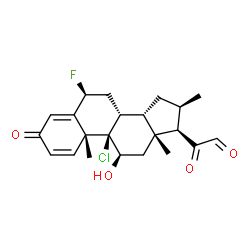ChemSpider 2D Image | (6alpha,8alpha,10alpha,11alpha,13alpha,16alpha,17alpha)-9-Chloro-6-fluoro-11-hydroxy-16-methyl-3,20-dioxopregna-1,4-dien-21-al | C22H26ClFO4