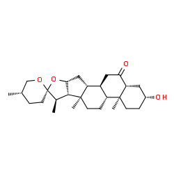 ChemSpider 2D Image | (3alpha,5beta,8alpha,9beta,10alpha,13alpha,14beta,17beta,20R,22S,25S)-3-Hydroxyspirostan-6-one | C27H42O4