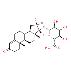ChemSpider 2D Image | (8alpha,9beta,10alpha,13alpha,14beta,17beta)-3-Oxo(16,16,17-~2~H_3_)androst-4-en-17-yl beta-L-glucopyranosiduronic acid | C25H33D3O8