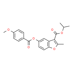 ChemSpider 2D Image | Isopropyl 5-[(4-methoxybenzoyl)oxy]-2-methyl-1-benzofuran-3-carboxylate | C21H20O6