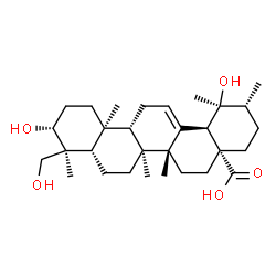 ChemSpider 2D Image | (3alpha,5beta,8alpha,9beta,10alpha,14beta,17alpha,18alpha,19alpha)-3,19,24-Trihydroxyurs-12-en-28-oic acid | C30H48O5