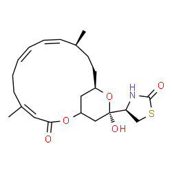 ChemSpider 2D Image | (4R)-4-[(4Z,8Z,10Z,12S,15R,17R)-17-Hydroxy-5,12-dimethyl-3-oxo-2,16-dioxabicyclo[13.3.1]nonadeca-4,8,10-trien-17-yl]-1,3-thiazolidin-2-one | C22H31NO5S