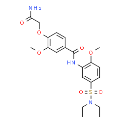 ChemSpider 2D Image | 4-(2-Amino-2-oxoethoxy)-N-[5-(diethylsulfamoyl)-2-methoxyphenyl]-3-methoxybenzamide | C21H27N3O7S