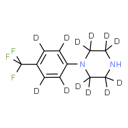 ChemSpider 2D Image | 1-[4-(Trifluoromethyl)(~2~H_4_)phenyl](2,2,3,3,5,5,6,6-~2~H_8_)piperazine | C11HD12F3N2