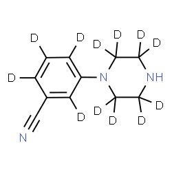 ChemSpider 2D Image | 3-[(2,2,3,3,5,5,6,6-~2~H_8_)-1-Piperazinyl](~2~H_4_)benzonitrile | C11HD12N3