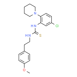 ChemSpider 2D Image | 1-[5-Chloro-2-(1-piperidinyl)phenyl]-3-[2-(4-methoxyphenyl)ethyl]thiourea | C21H26ClN3OS