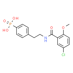 ChemSpider 2D Image | (4-{2-[(5-Chloro-2-methoxybenzoyl)amino]ethyl}phenyl)phosphonic acid | C16H17ClNO5P