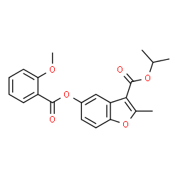 ChemSpider 2D Image | Isopropyl 5-[(2-methoxybenzoyl)oxy]-2-methyl-1-benzofuran-3-carboxylate | C21H20O6