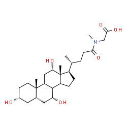 ChemSpider 2D Image | N-Methyl-N-[(3alpha,5beta,7alpha,8xi,9xi,12alpha,14xi)-3,7,12-trihydroxy-24-oxocholan-24-yl]glycine | C27H45NO6