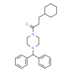 ChemSpider 2D Image | 3-Cyclohexyl-1-[4-(diphenylmethyl)-1-piperazinyl]-1-propanone | C26H34N2O