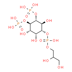 ChemSpider 2D Image | (1R,2R,3S,4R,5R,6S)-4-{[(2,3-Dihydroxypropoxy)(hydroxy)phosphoryl]oxy}-3,5,6-trihydroxy-1,2-cyclohexanediyl bis[dihydrogen (phosphate)] | C9H21O17P3