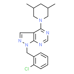 ChemSpider 2D Image | 1-(2-Chlorobenzyl)-4-(3,5-dimethyl-1-piperidinyl)-1H-pyrazolo[3,4-d]pyrimidine | C19H22ClN5