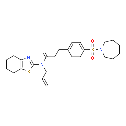 ChemSpider 2D Image | N-Allyl-3-[4-(1-azepanylsulfonyl)phenyl]-N-(4,5,6,7-tetrahydro-1,3-benzothiazol-2-yl)propanamide | C25H33N3O3S2