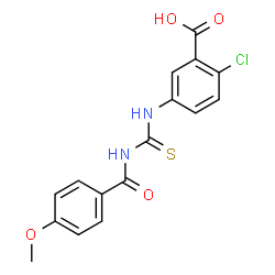 ChemSpider 2D Image | 2-Chloro-5-{[(4-methoxybenzoyl)carbamothioyl]amino}benzoic acid | C16H13ClN2O4S