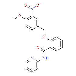 ChemSpider 2D Image | 2-[(4-Methoxy-3-nitrobenzyl)oxy]-N-(2-pyridinyl)benzamide | C20H17N3O5