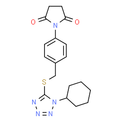 ChemSpider 2D Image | 1-(4-{[(1-Cyclohexyl-1H-tetrazol-5-yl)sulfanyl]methyl}phenyl)-2,5-pyrrolidinedione | C18H21N5O2S
