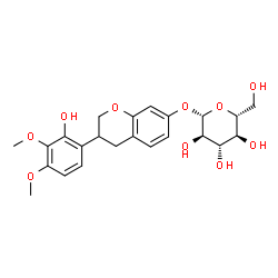 ChemSpider 2D Image | 3-(2-Hydroxy-3,4-dimethoxyphenyl)-3,4-dihydro-2H-chromen-7-yl beta-D-glucopyranoside | C23H28O10