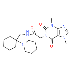ChemSpider 2D Image | 2-(3,7-Dimethyl-2,6-dioxo-2,3,6,7-tetrahydro-1H-purin-1-yl)-N-{[1-(1-piperidinyl)cyclohexyl]methyl}acetamide | C21H32N6O3