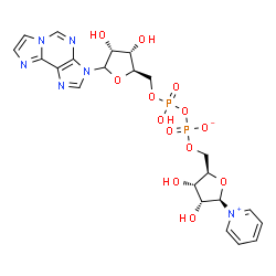 ChemSpider 2D Image | [[(2R,3S,4R)-3,4-dihydroxy-5-imidazo[2,1-f]purin-3-yl-tetrahydrofuran-2-yl]methoxy-hydroxy-phosphoryl] [(2R,3S,4R,5R)-3,4-dihydroxy-5-pyridin-1-ium-1-yl-tetrahydrofuran-2-yl]methyl phosphate | C22H26N6O13P2