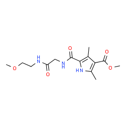 ChemSpider 2D Image | Methyl 5-({2-[(2-methoxyethyl)amino]-2-oxoethyl}carbamoyl)-2,4-dimethyl-1H-pyrrole-3-carboxylate | C14H21N3O5