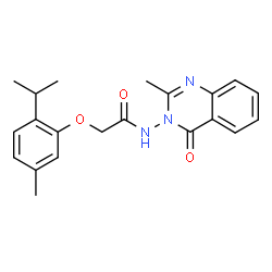 ChemSpider 2D Image | 2-(2-Isopropyl-5-methylphenoxy)-N-(2-methyl-4-oxo-3(4H)-quinazolinyl)acetamide | C21H23N3O3