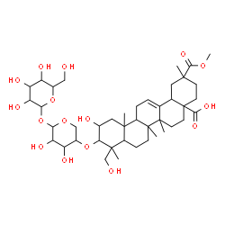 ChemSpider 2D Image | 4-O-(2,23,28-Trihydroxy-29-methoxy-28,29-dioxoolean-12-en-3-yl)pentopyranosyl hexopyranoside | C42H66O16