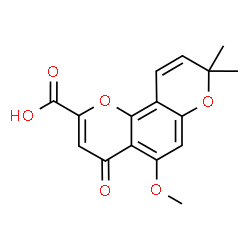 ChemSpider 2D Image | 5-Methoxy-8,8-dimethyl-4-oxo-4H,8H-pyrano[2,3-f]chromene-2-carboxylic acid | C16H14O6