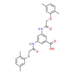 ChemSpider 2D Image | 3,5-Bis{[(2,5-dimethylphenoxy)acetyl]amino}benzoic acid | C27H28N2O6
