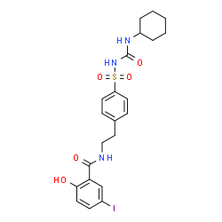 ChemSpider 2D Image | N-(2-{4-[(Cyclohexylcarbamoyl)sulfamoyl]phenyl}ethyl)-2-hydroxy-5-iodobenzamide | C22H26IN3O5S