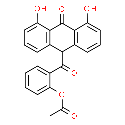 ChemSpider 2D Image | 2-((4,5-Dihydroxy-10-oxo-9,10-dihydro-9-anthracenyl)carbonyl)phenyl acetate | C23H16O6