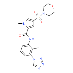 ChemSpider 2D Image | 1-Methyl-N-[2-methyl-3-(1H-tetrazol-1-yl)phenyl]-4-(4-morpholinylsulfonyl)-1H-pyrrole-2-carboxamide | C18H21N7O4S