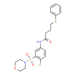 ChemSpider 2D Image | N-[4-Fluoro-3-(4-morpholinylsulfonyl)phenyl]-4-(phenylsulfanyl)butanamide | C20H23FN2O4S2