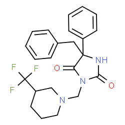 ChemSpider 2D Image | 5-Benzyl-5-phenyl-3-{[3-(trifluoromethyl)-1-piperidinyl]methyl}-2,4-imidazolidinedione | C23H24F3N3O2