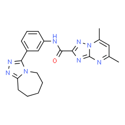ChemSpider 2D Image | 5,7-Dimethyl-N-[3-(6,7,8,9-tetrahydro-5H-[1,2,4]triazolo[4,3-a]azepin-3-yl)phenyl][1,2,4]triazolo[1,5-a]pyrimidine-2-carboxamide | C21H22N8O