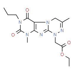 ChemSpider 2D Image | Ethyl 6,7,8,9-tetrahydro-3,9-dimethyl-6,8-dioxo-7-propyl[1,2,4]triazino[3,4-f]purine-1(4H)-acetate | C16H22N6O4
