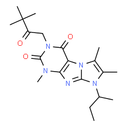 ChemSpider 2D Image | 8-sec-Butyl-3-(3,3-dimethyl-2-oxobutyl)-1,6,7-trimethyl-1H-imidazo[2,1-f]purine-2,4(3H,8H)-dione | C20H29N5O3