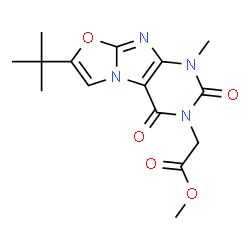 ChemSpider 2D Image | Methyl [1-methyl-7-(2-methyl-2-propanyl)-2,4-dioxo-1,4-dihydro[1,3]oxazolo[2,3-f]purin-3(2H)-yl]acetate | C15H18N4O5