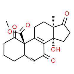 ChemSpider 2D Image | Methyl (5beta,13alpha)-14-hydroxy-1,7,17-trioxoandrost-8-en-19-oate | C20H24O6