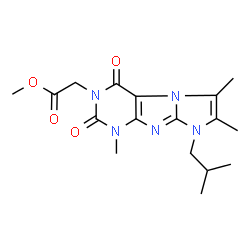 ChemSpider 2D Image | Methyl (8-isobutyl-1,6,7-trimethyl-2,4-dioxo-1,2,4,8-tetrahydro-3H-imidazo[2,1-f]purin-3-yl)acetate | C17H23N5O4