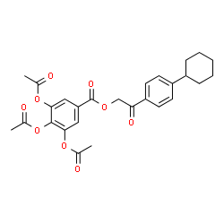 ChemSpider 2D Image | 2-(4-Cyclohexylphenyl)-2-oxoethyl 3,4,5-triacetoxybenzoate | C27H28O9