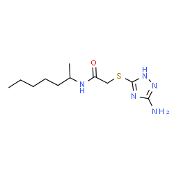 ChemSpider 2D Image | 2-[(3-Amino-1H-1,2,4-triazol-5-yl)sulfanyl]-N-(2-heptanyl)acetamide | C11H21N5OS
