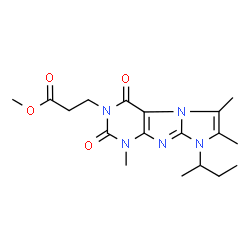ChemSpider 2D Image | Methyl 3-(8-sec-butyl-1,6,7-trimethyl-2,4-dioxo-1,2,4,8-tetrahydro-3H-imidazo[2,1-f]purin-3-yl)propanoate | C18H25N5O4