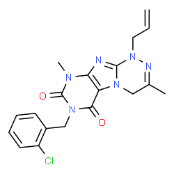 ChemSpider 2D Image | 1-Allyl-7-(2-chlorobenzyl)-3,9-dimethyl-1,4-dihydro[1,2,4]triazino[3,4-f]purine-6,8(7H,9H)-dione | C19H19ClN6O2
