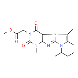ChemSpider 2D Image | Methyl (8-sec-butyl-1,6,7-trimethyl-2,4-dioxo-1,2,4,8-tetrahydro-3H-imidazo[2,1-f]purin-3-yl)acetate | C17H23N5O4