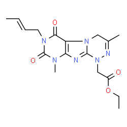 ChemSpider 2D Image | Ethyl {7-[(2E)-2-buten-1-yl]-3,9-dimethyl-6,8-dioxo-6,7,8,9-tetrahydro[1,2,4]triazino[3,4-f]purin-1(4H)-yl}acetate | C17H22N6O4