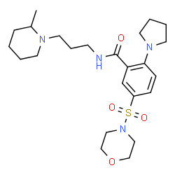 ChemSpider 2D Image | N-[3-(2-Methyl-1-piperidinyl)propyl]-5-(4-morpholinylsulfonyl)-2-(1-pyrrolidinyl)benzamide | C24H38N4O4S