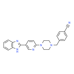 ChemSpider 2D Image | 4-({4-[5-(1H-Benzimidazol-2-yl)-2-pyridinyl]-1-piperazinyl}methyl)benzonitrile | C24H22N6