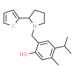 ChemSpider 2D Image | 4-Isopropyl-5-methyl-2-{[2-(2-thienyl)-1-pyrrolidinyl]methyl}phenol | C19H25NOS