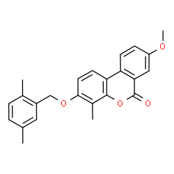 ChemSpider 2D Image | 3-[(2,5-Dimethylbenzyl)oxy]-8-methoxy-4-methyl-6H-benzo[c]chromen-6-one | C24H22O4